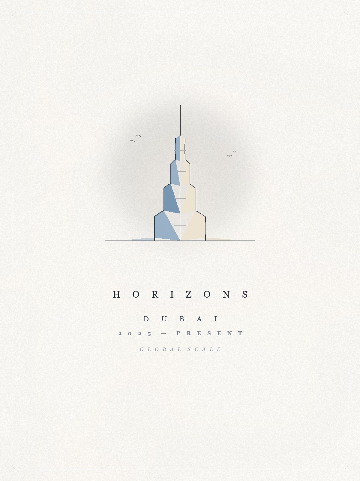 Dubai Horizons — Minimal Editorial Paper Illustration