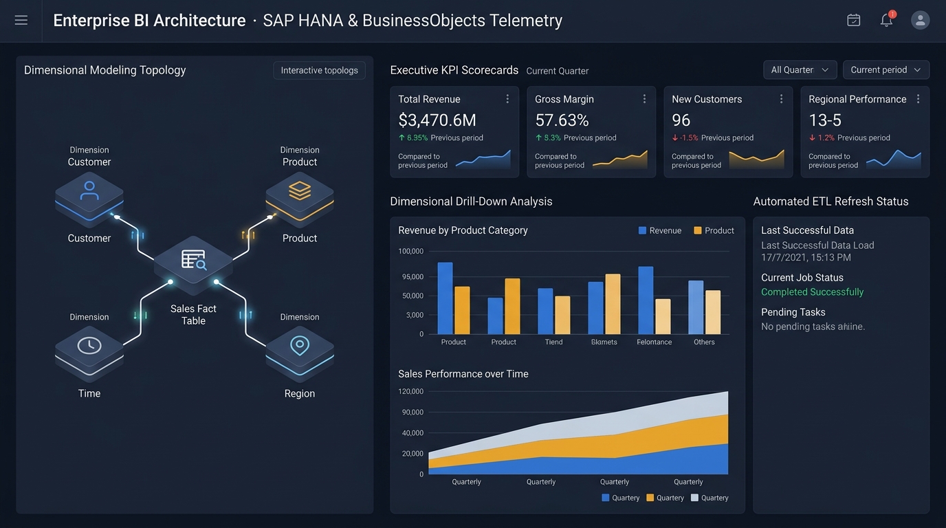 Enterprise BI data warehouse terminal with 3D dimensional star schema and OLAP cube
